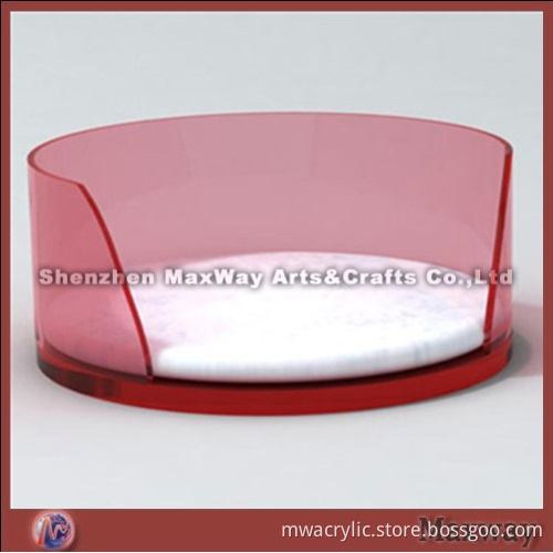 Circle Red Perspex Cat Bed with Removable Cushion
